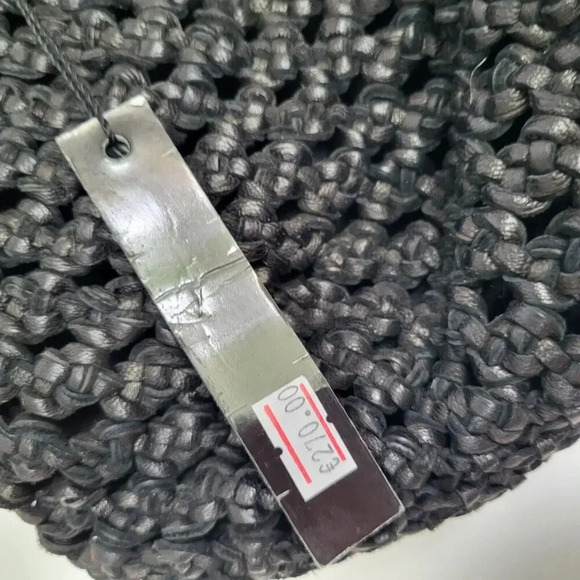 NWT $297 Martina Caponi Braided 2Way Hand Bag/Leather W Linen Black NEW … - Picture 3 of 13